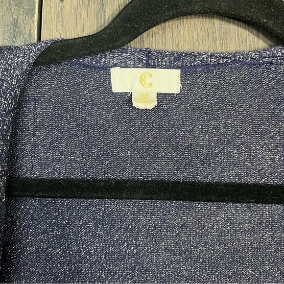 .🌼3/$30🌼C Navy Blue Sparkle Undertone Open Front Lightweight Cardigan Size M - Picture 9 of 16